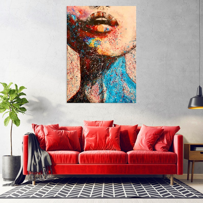 Abstract Woman Painting Effect on Canvas Print, Wall Art for Living ...