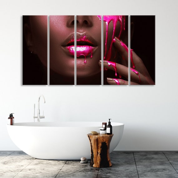 Canvas Wall Decor, Modern Art Prints, African American Woman, Pink Canvas Decor, Black Woman Art Print, Modern Painting, Large Wall Art