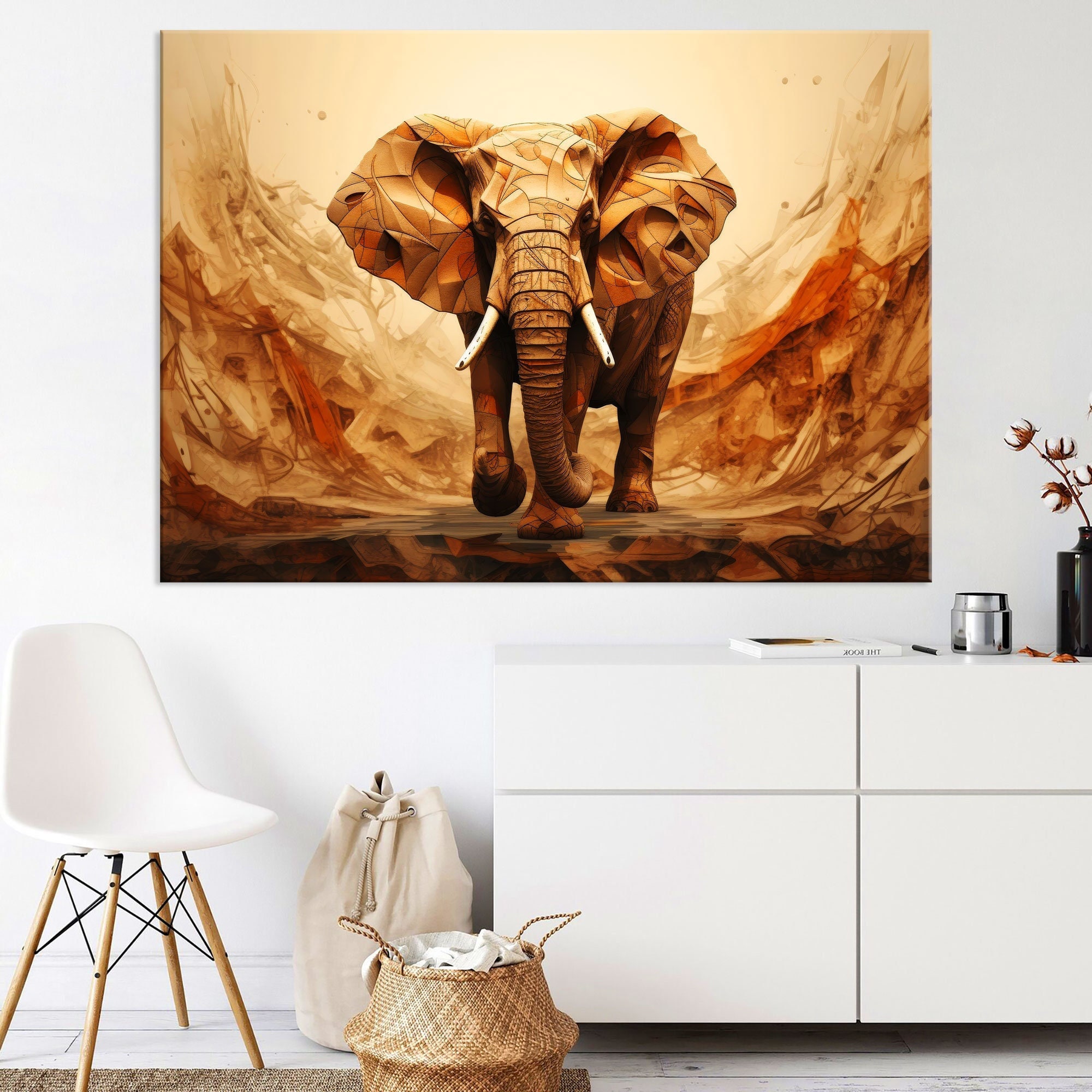 Elephant Canvas Wall Art Living Room Decor, Safari Animals Art, Rustic ...