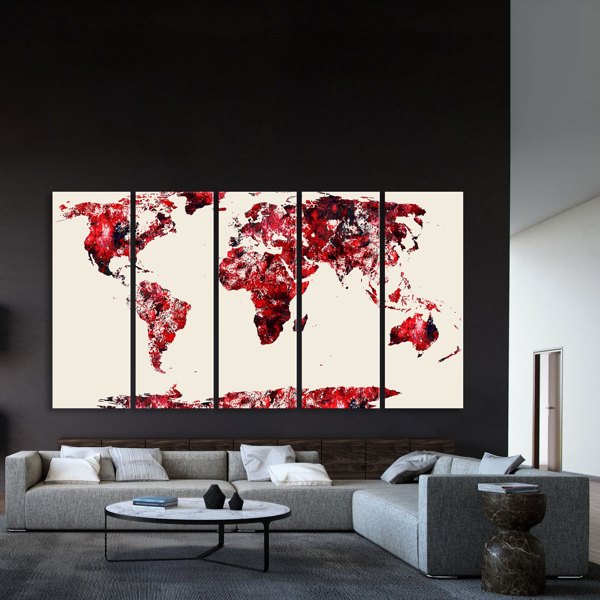 World Map Canvas Wall Decor, Abstract Art Print, Home Living Room Decor ...