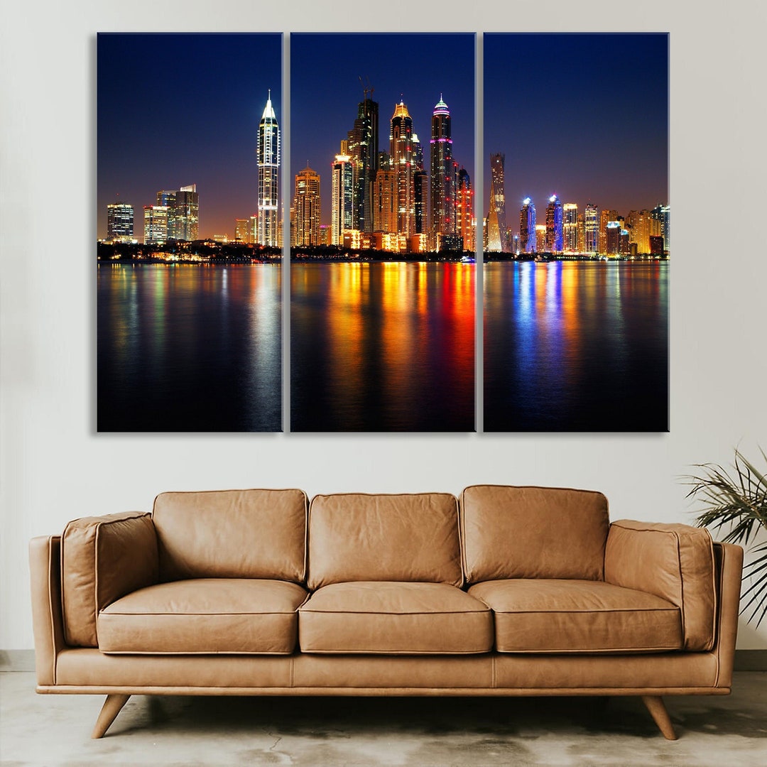 Dubai Wall Art Print, Cityscape Canvas Decor, City Skyline Wall Art for