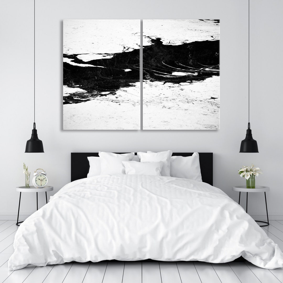 Black and White Canvas Wall Decor, Modern Abstract Art Print, Home ...