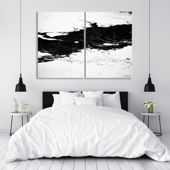 Black and White Canvas Wall Decor Modern Abstract Art Print - Etsy