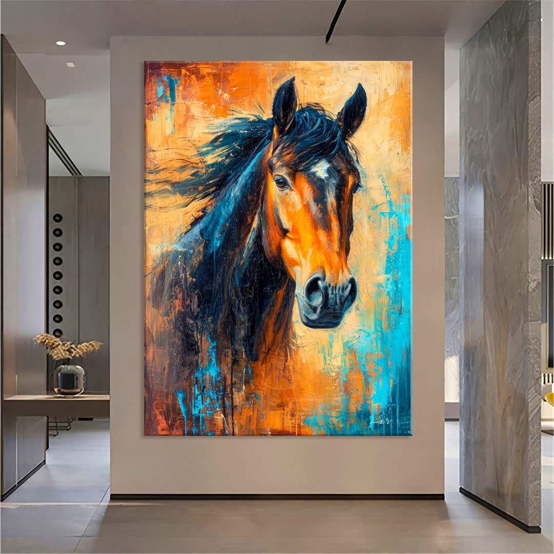 Horse Print on Canvas Wall Art Living Room Decor, Animal Art, Abstract ...