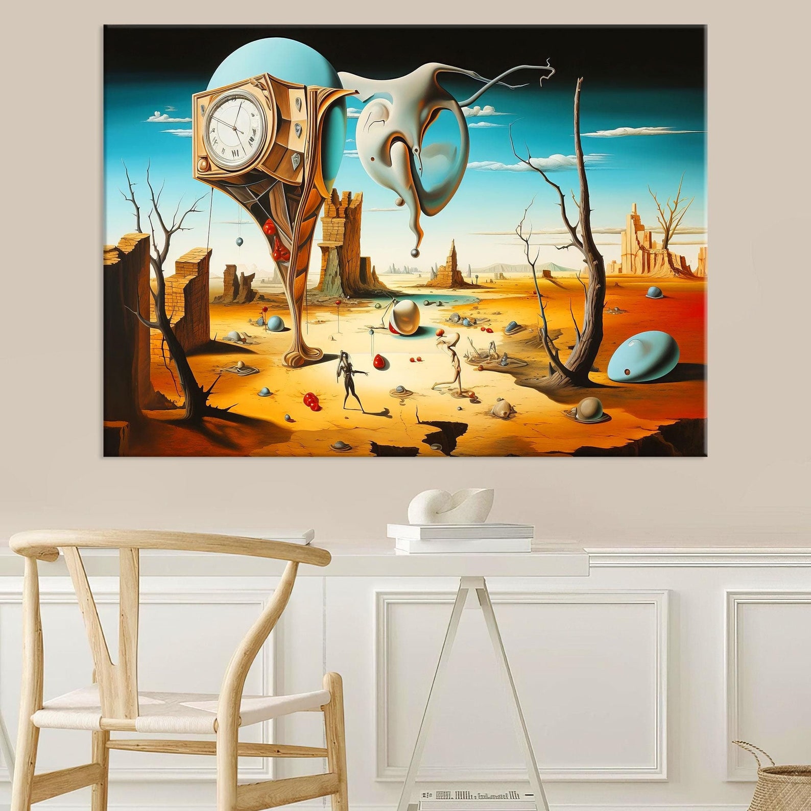 Style of Dali Melting Clock Canvas Wall Art Living Room Decor ...