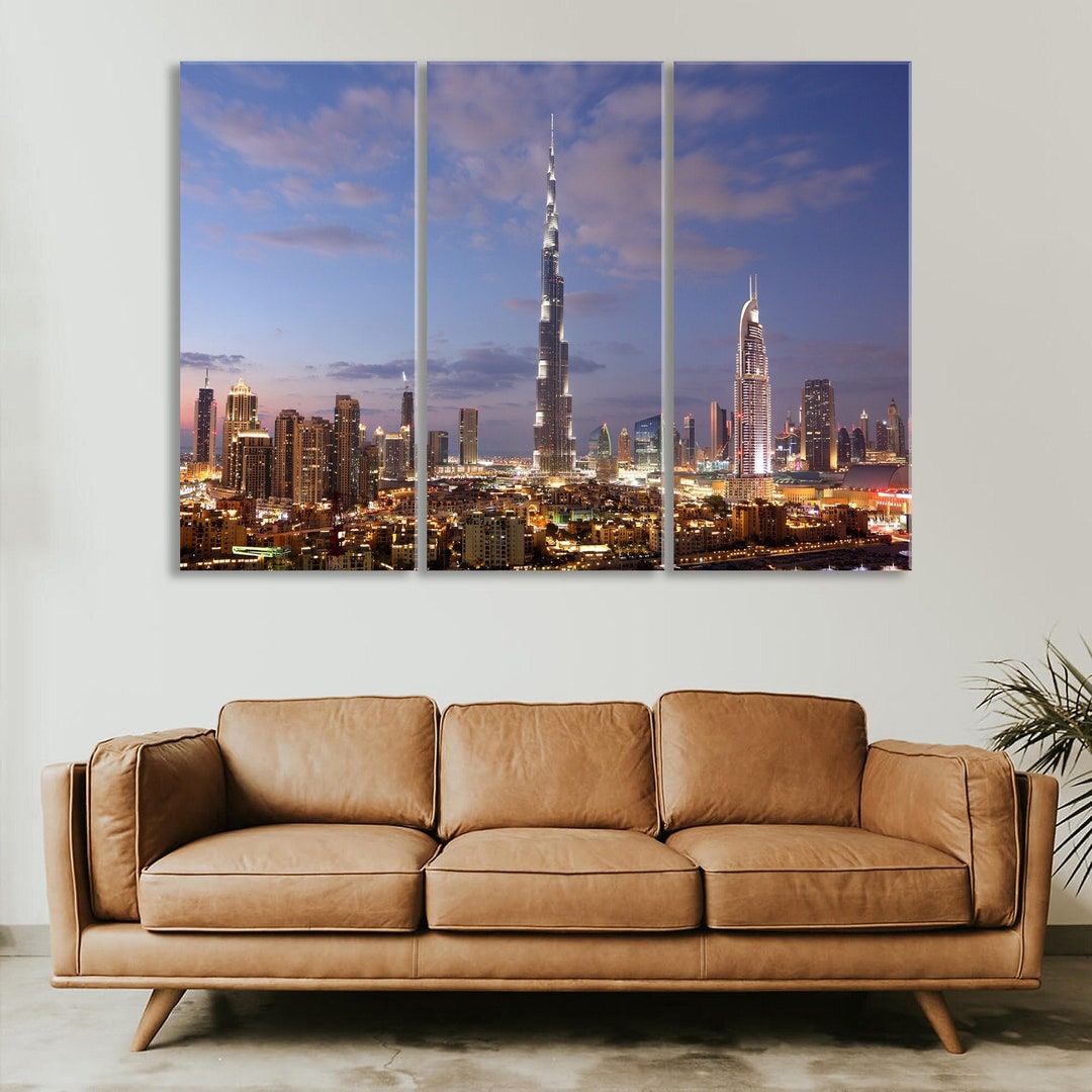 Dubai Skyline Wall Art Print, Large City Canvas Decor, Dubai Burj