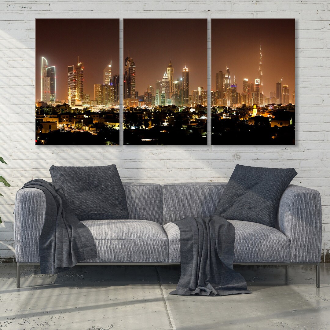 Skyline Wall Art Print, Dubai City Canvas Decor, Large Home Decor