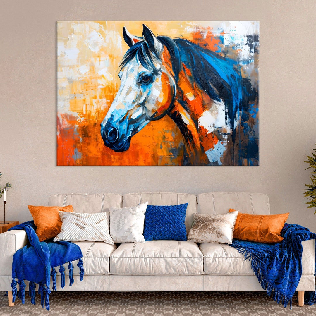 Horse Painting Print on Canvas Wall Art Living Room Decor, Animal Art ...