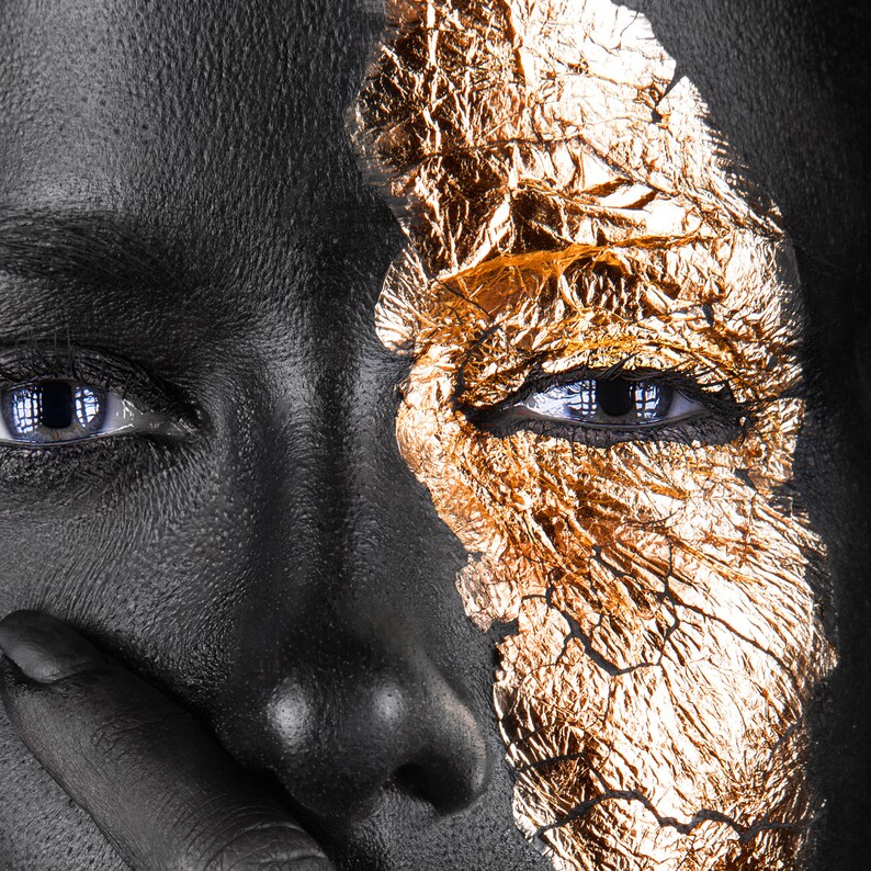 Black Girl With Golden Makeup Fashion Canvas Art African Print Black