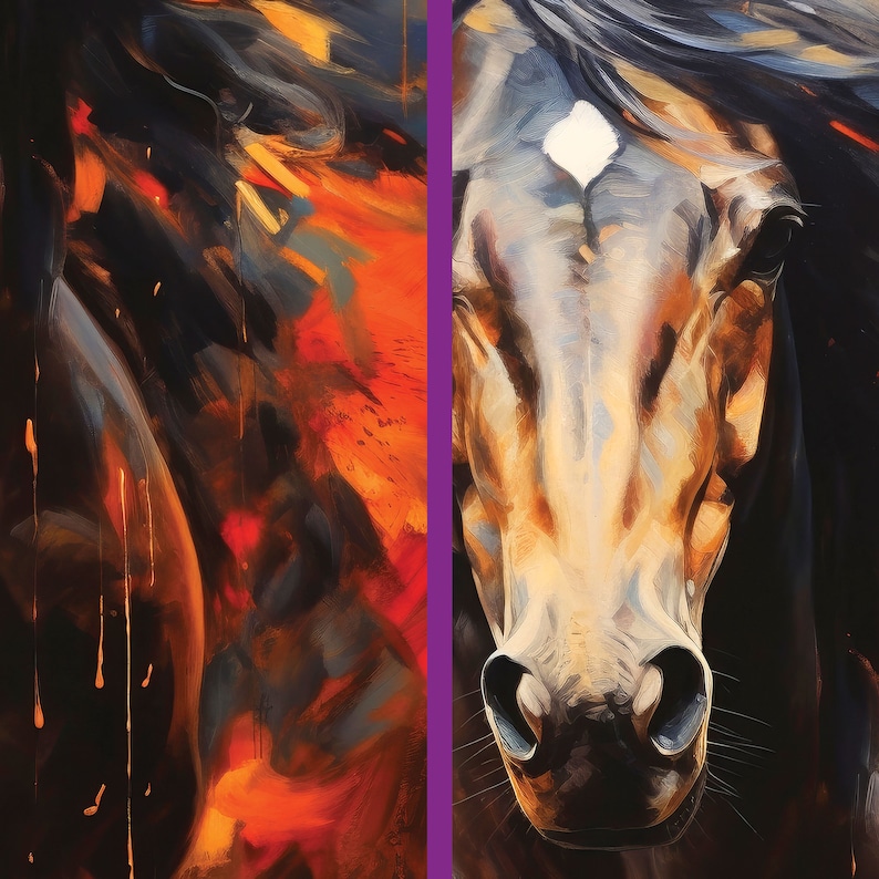Abstract Horse Art Canvas Wall Art Living Room Decor, Animal Art, Horse ...