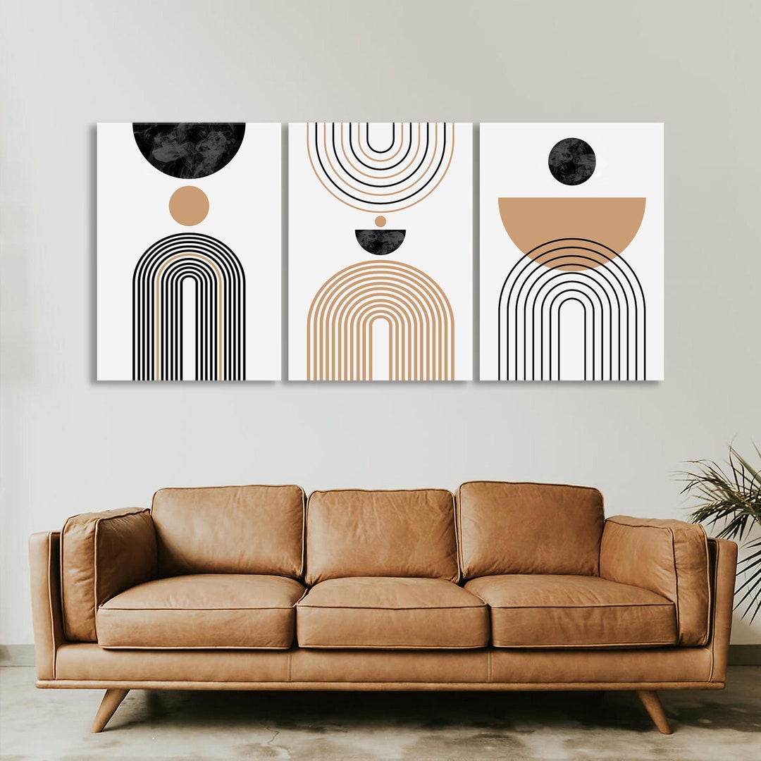 Boho Wall Art Print, Mid Century Modern Canvas Decor, Neutral Abstract ...