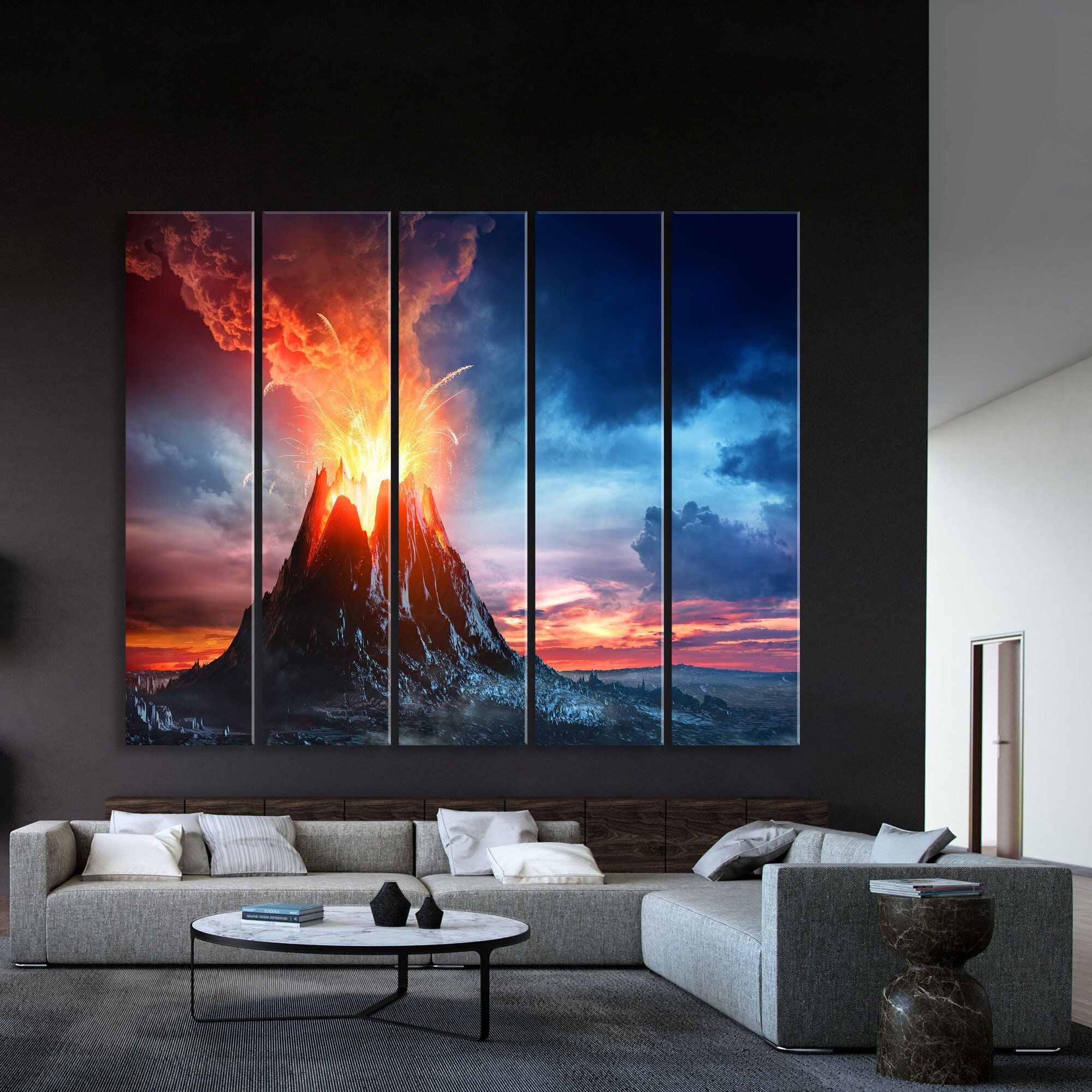 Volcano Canvas Wall Decor, Landscape Art Prints, National Park on