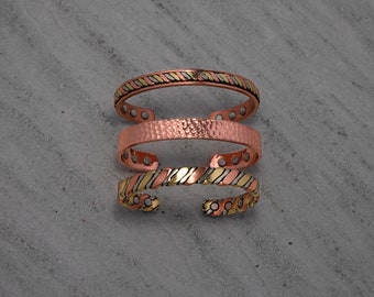 Pure Copper Hammered  Bangle | Twisted Copper Magnetic Bracelet | Two Tone Magnetic Bracelet | Mother's Day Gift Ideas for Mom