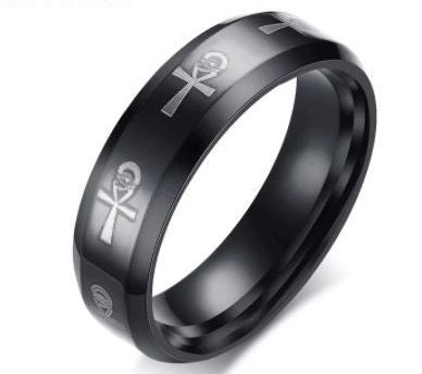 Platinum Black Ankh Ring With Symbolic Eye of Horus for - Etsy