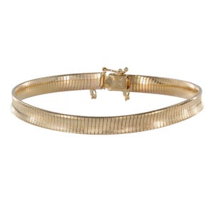 14K Yellow Gold Reverse/Concave Omega Link Bangle Bracelet