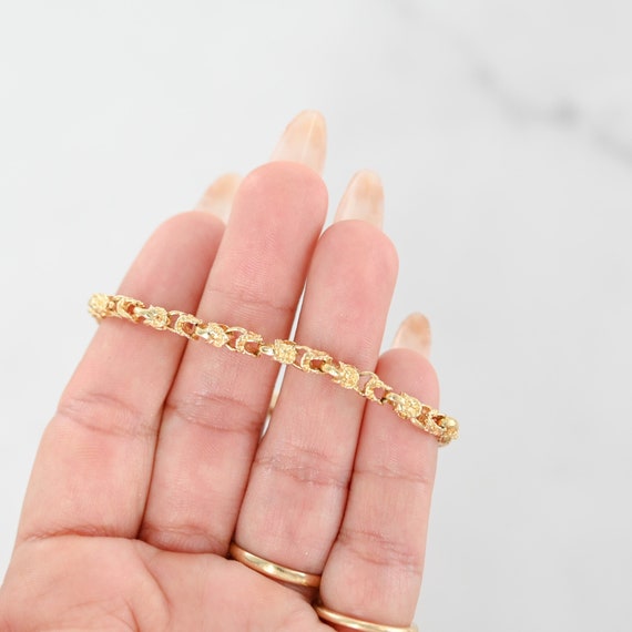 14K Yellow Gold Nugget Link Bracelet - image 5