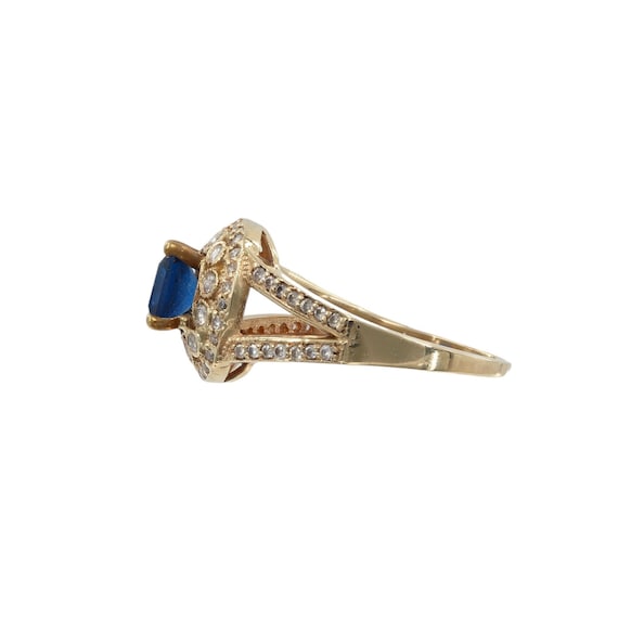 14k Yellow Gold Diamond and Blue Spinel Cocktail … - image 2
