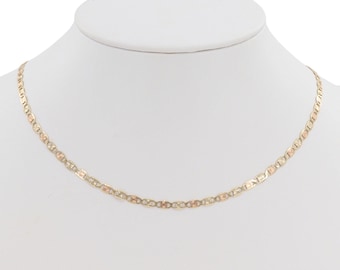 14k Tri-color Gold 15.5 inch Valentino Chain