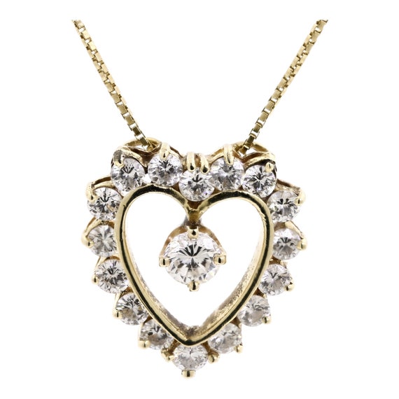14k Yellow Gold Diamond Heart Pendant With Box Li… - image 2
