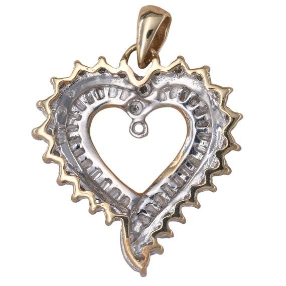 10k Two-Tone Gold Diamond Flowing Heart Charm Pen… - image 3