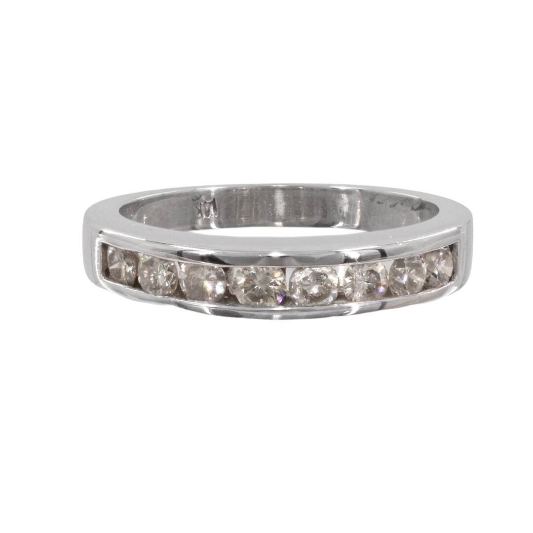 14k White Gold Channel Set Diamond Wedding Band - Etsy
