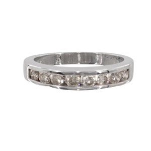 14k White Gold Channel Set Diamond Wedding Band