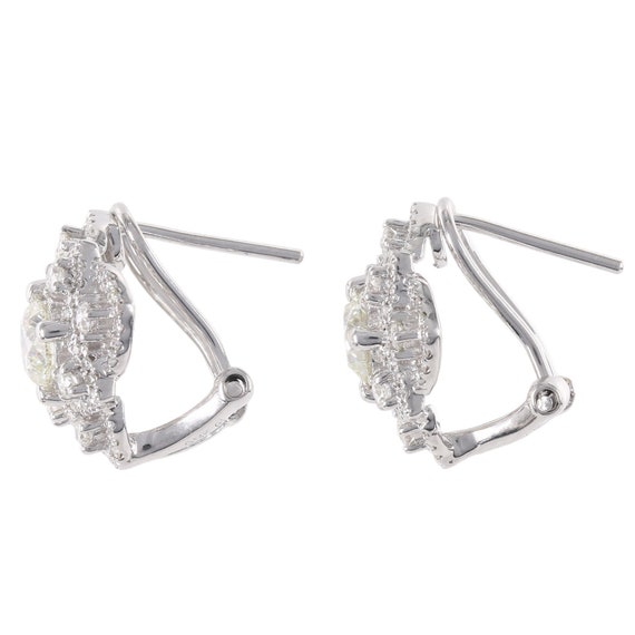 14k Natural Diamond Earrings, Cluster Flower Stud… - image 2