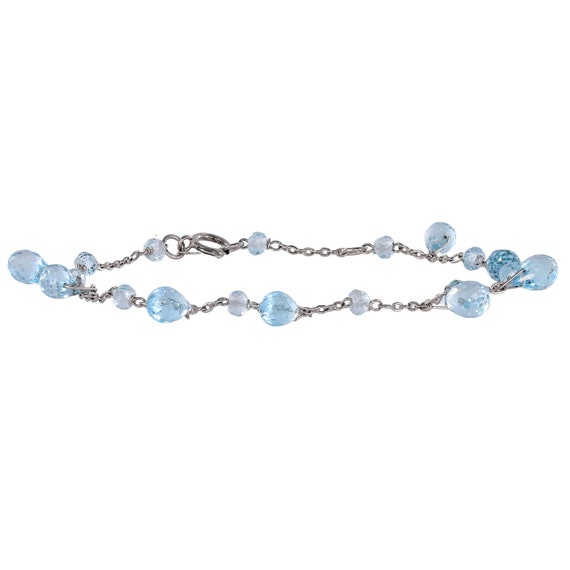 18K White Gold Aquamarine Briolette Bracelet