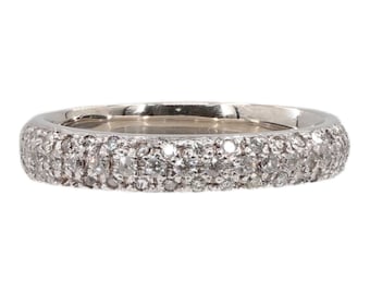 18k White Gold Diamond Cluster Set Wedding Band