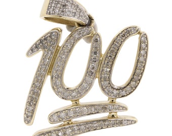 10k Gold Diamond 100 Emoji Pendant