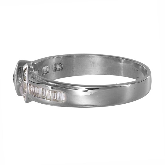 14k White Gold Channel Set Diamond Heart Band - image 2