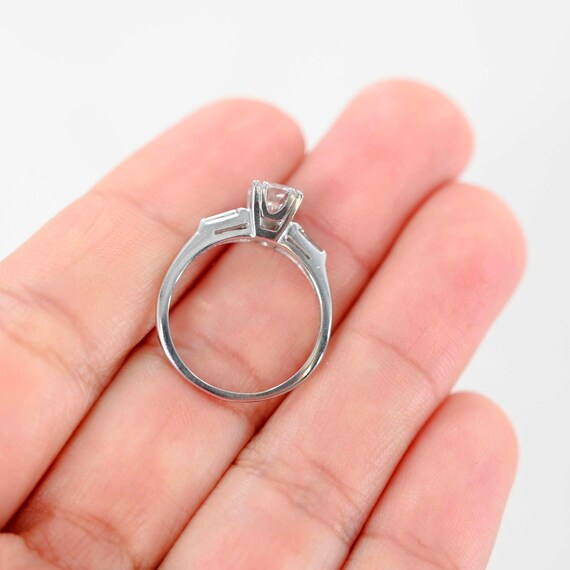 0.08 Carat Sterling Silver Diamond Solitaire Ring - Ladies Engagement Style Ring With Accents, Size 6