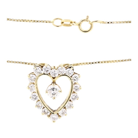 14k Yellow Gold Diamond Heart Pendant With Box Li… - image 4