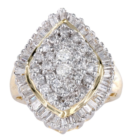 14K Two-Tone Gold Diamond Cluster Cocktail Ring - image 1