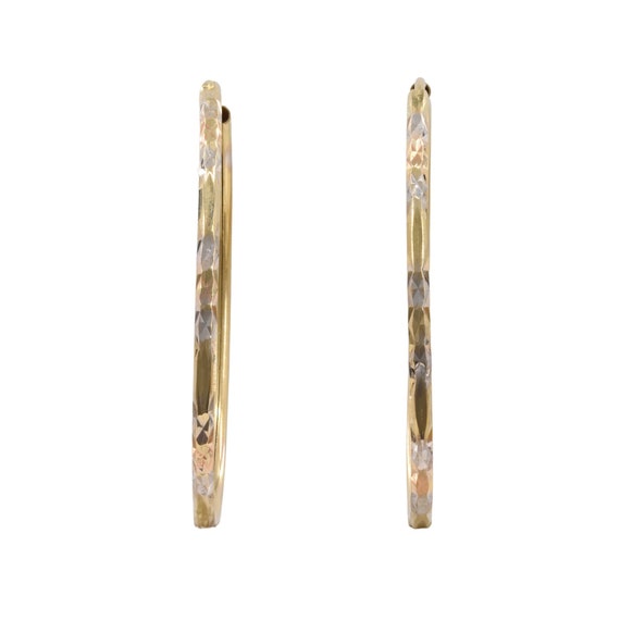 14k Two-tone Diamond-cut Gold Hoop Earrings
