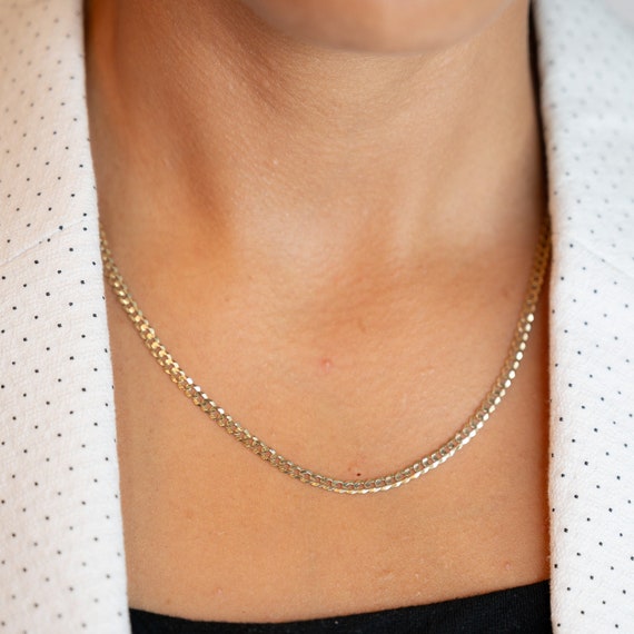 14k Yellow Solid Gold Diamond-Cut Curb Link Chain - image 4