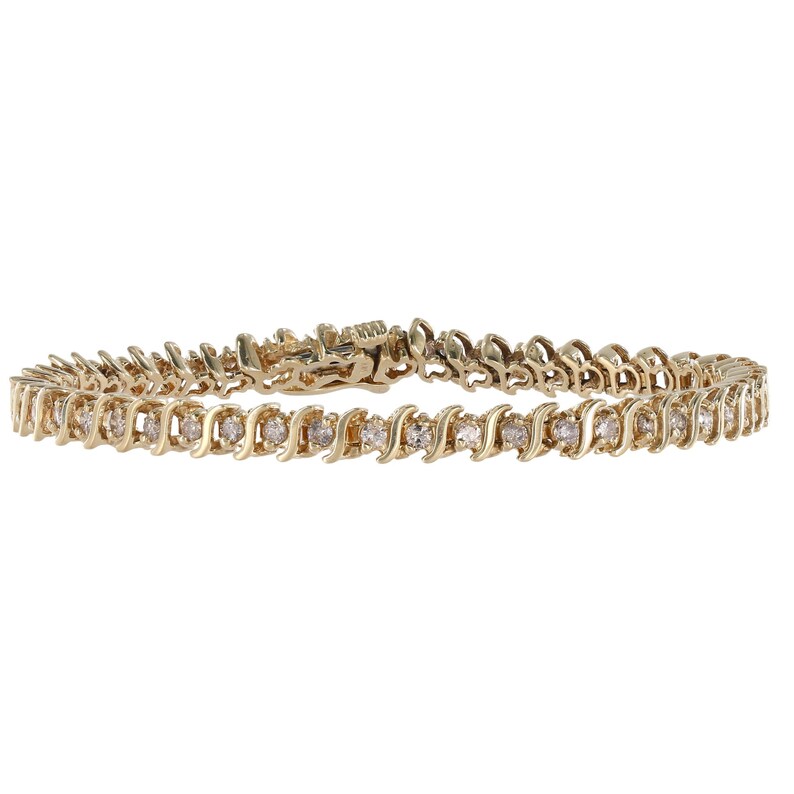14K Yellow Gold Diamond Slink Tennis Bracelet Etsy