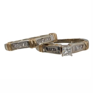Ladies 14k Two-tone Gold Diamond Wedding Ring Set