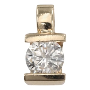14k Yellow Gold Diamond Tension Set Solitaire Pendant