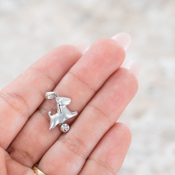 18k White Gold Little Pony Diamond Charm Baby Pen… - image 3