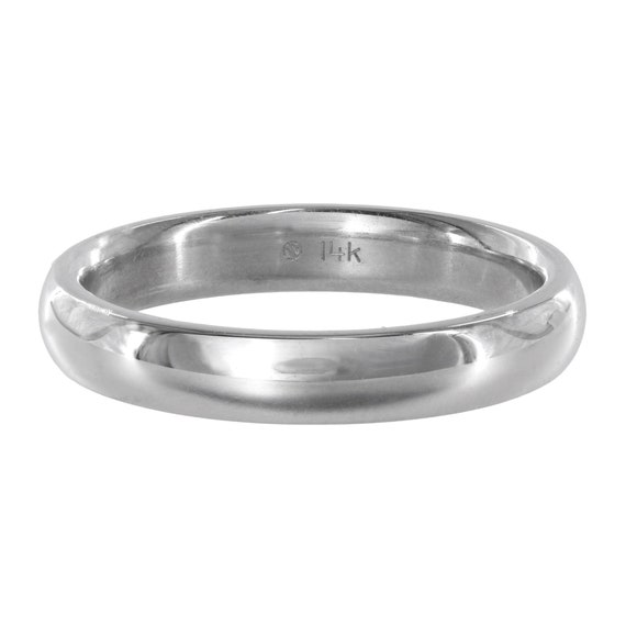 14k White Gold Wedding Band Ring