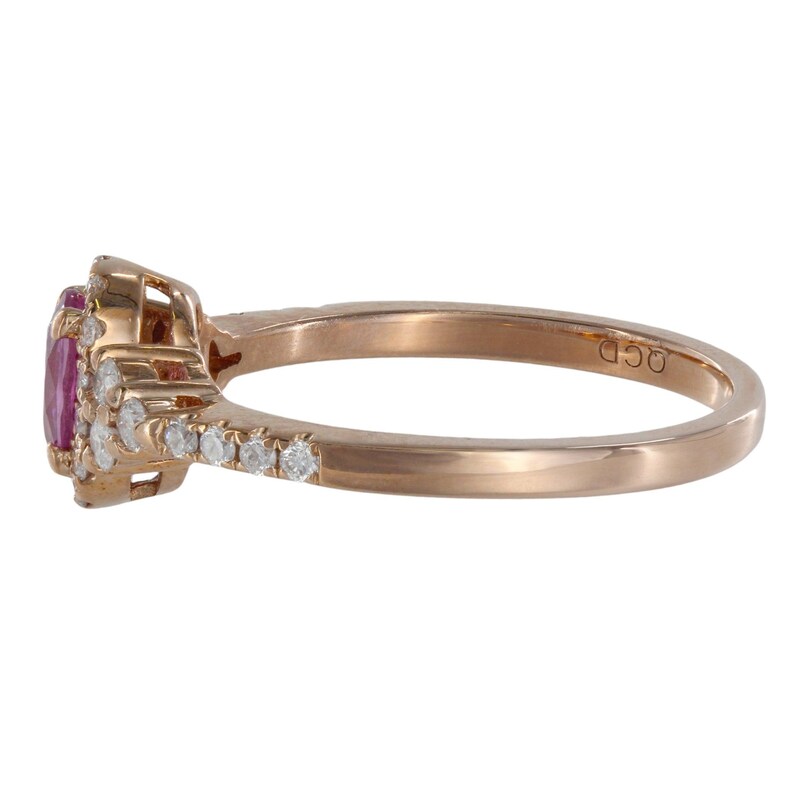 14K Rose Gold Oval Pink Sapphire and Diamonds Halo Ring Etsy