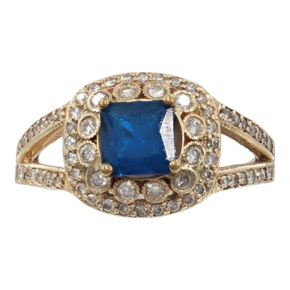 14k Yellow Gold Diamond and Blue Spinel Cocktail … - image 1