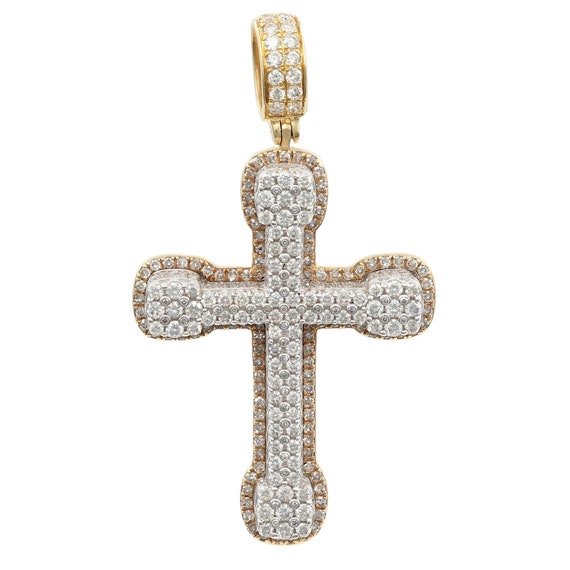 14k Yellow Gold Diamond Studded Cross Pendant