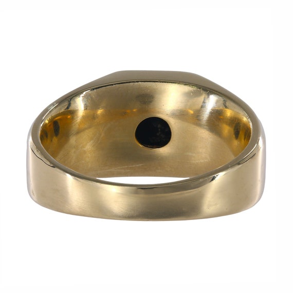 14k Yellow Gold Black Diamond and Onyx SIgnet Ring - image 3