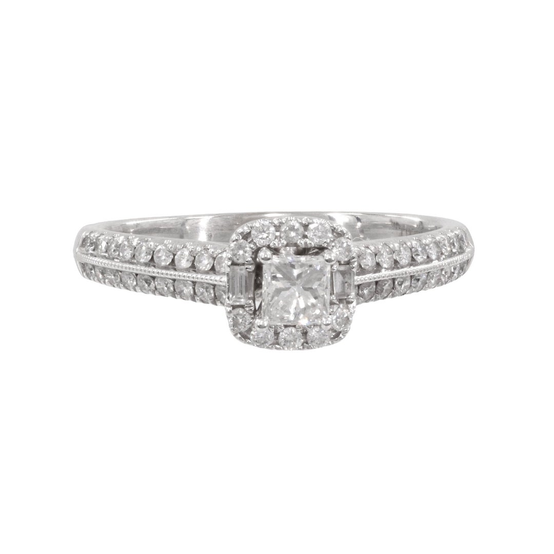 14k White Gold Princess Cut Diamond Engagement Ring - Etsy