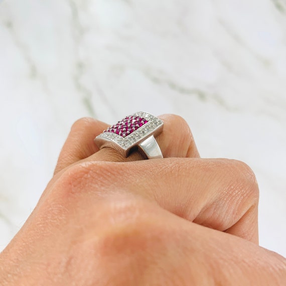 14K White Gold Diamond & Pink Spinel Gemstone Coc… - image 4