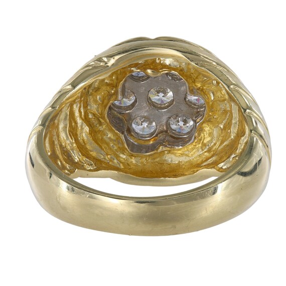 14k Yellow Gold Diamond Cluster Signet Ring - image 3