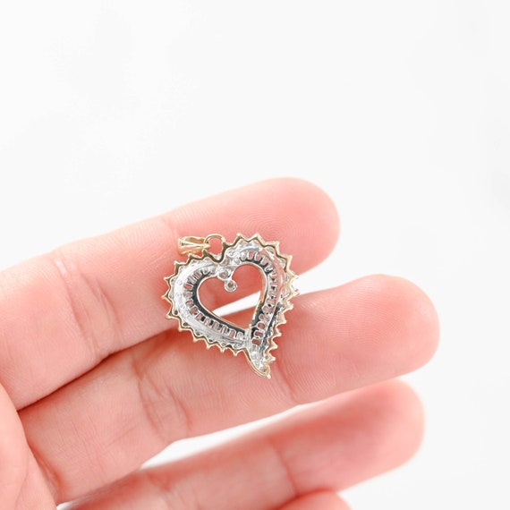 10k Two-Tone Gold Diamond Flowing Heart Charm Pen… - image 5