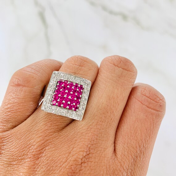 14K White Gold Diamond & Pink Spinel Gemstone Coc… - image 5